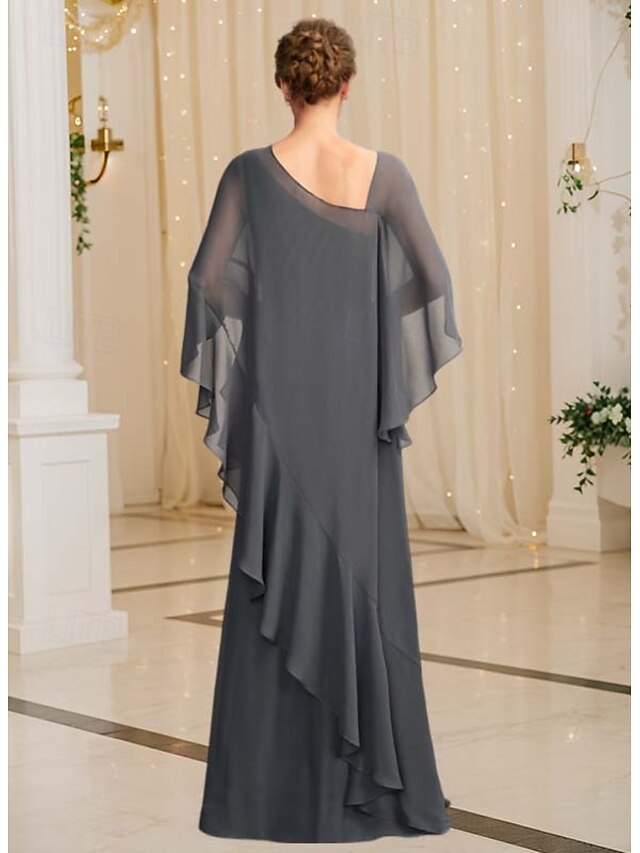 Sheath/Column V-Neck Sleeveless Asymmetrical Mother of the Bride Dresses with Ruffles