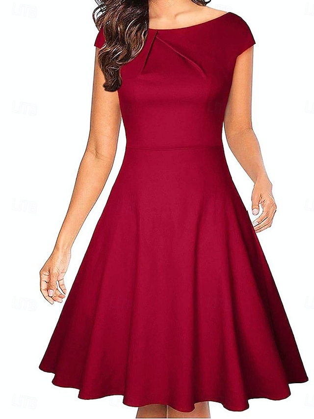  Mujer vestido largo vestido largo Vestido informal Vestido maxi Vestido de una línea Básico Casual Vacaciones Fiesta Trabajo Ajuste regular Plano Sin Mangas Cuello Barco Negro Vino Rojo Verano