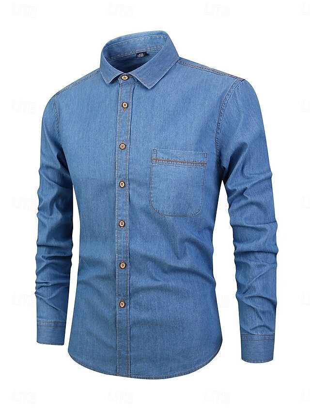  Herren Sommerhemd Freizeithemd Knopfhemd Grau Blau Schwarz Dunkelblau Leicht Blau Langarm Einfach Revers Urlaub Ferien Button-Down Bekleidung 100% Baumwolle Mode Lässig Bequem
