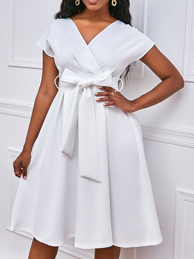  Kentucky Derby Dámské Midi šaty Áčkové šaty Letní šaty Fit A Flare šaty Semiformální šaty Kentucky Derby Svatební host Koktejlový večírek Běžný Grafika Krátký rukáv Do V Černá Bílá Žlutá Rubínov