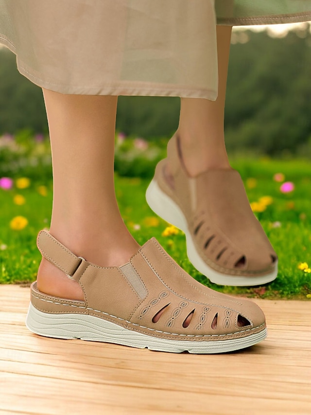  Slingback-Freizeitsandalen für Damen – geschlossene Schuhe mit Cut-out-Design, bequem für den Alltag und Frühlings-/Sommeranlässe