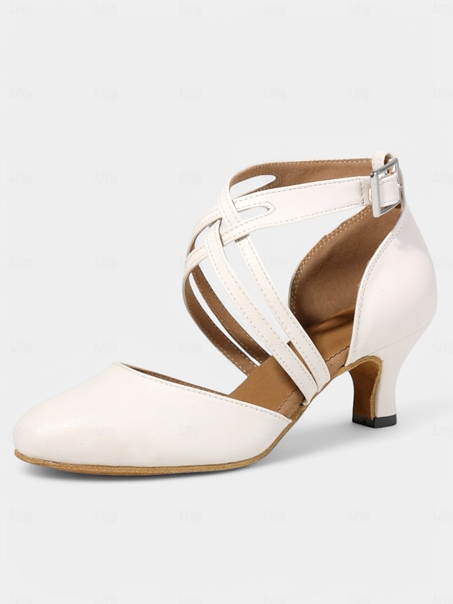  scarpe da ballo in raso bianco con design a cinturino incrociato – tacco medio, punta aperta per donna – ideali per matrimoni, eventi formali e gare di ballo