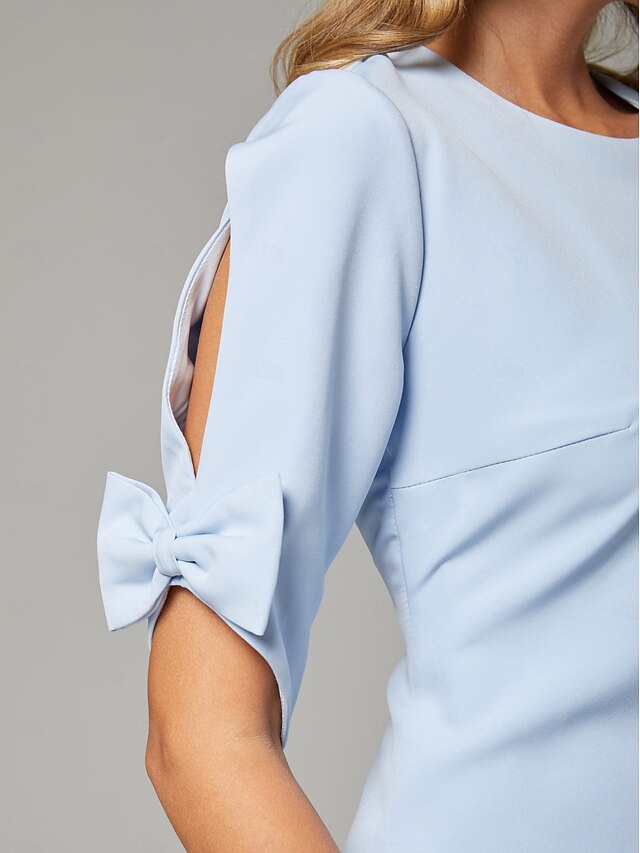 Short Sleeve Jewel Neck Chiffon Formal Dress Marigold