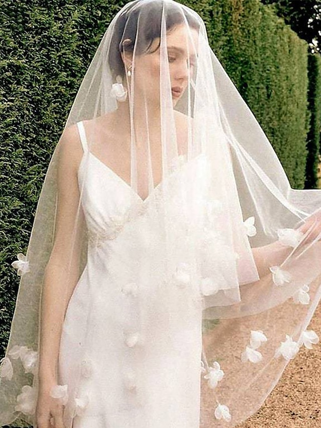  Uma Camada Contemprâneo / à moda Véus de Noiva Véu Cotovelo com Pétala Tule