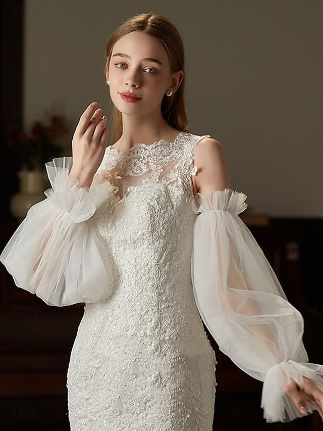  Renda Até o Cotovelo Luva Elegante / Estilo Clássico Com Cor Pura Luvas de Festa / Casamento