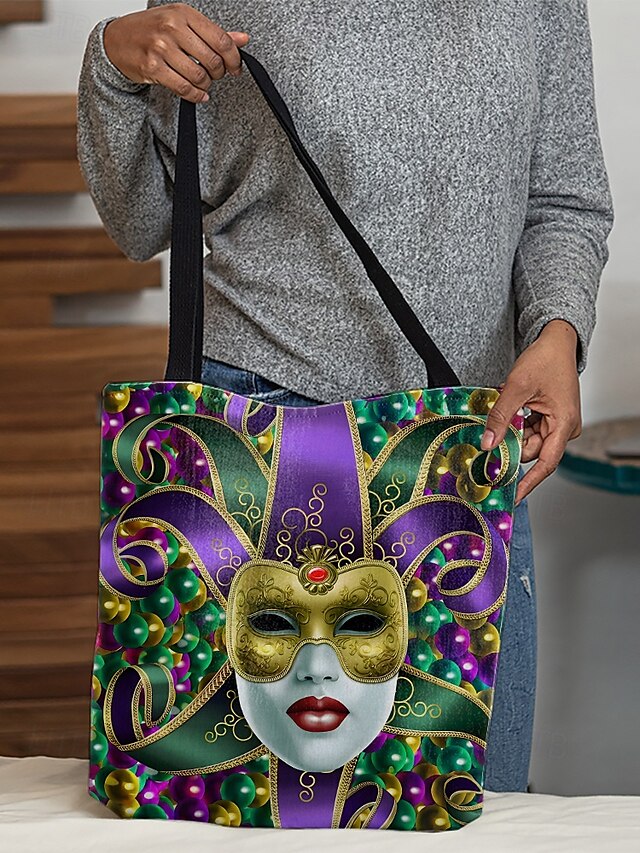  luxus mardi gras maszk mintás táska – vibráló fesztivál ihletésű válltáska, tágas és strapabíró bevásárló kézitáska, tökéletes karneválra, bulikra és mindennapi használatra