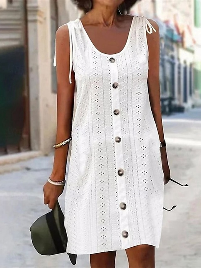  Pentru femei Rochie Mini Rochie albă Rochie de absolvire Rochie casual Rochie Tip Maieu De Bază Casual Vacanță Zilnic Fit regulat Simplu Fără manșon În V Negru Alb Roz Îmbujorat Albastru piscină Vară