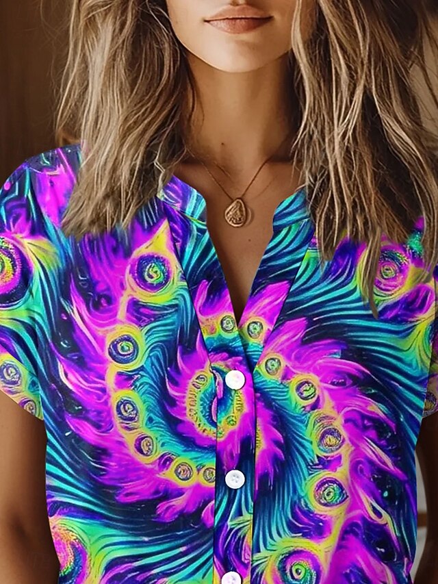 Pyjama 2 Pièces Femme Imprimé Tie-dye - Manches Courtes, Coton, Décontracté - Taille Asiatique (prendre Plus Grand)