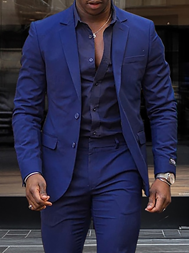 Mens 2 Button Notch Label Modern Fit Suits Royal Blue main image 0
