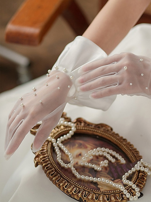  Lace Wrist Length Glove Elegant / Classic Style With Pure Color Wedding / Party Glove