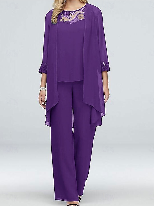 Strój weselny dla matki panny młodej elegancki casualowy dekolt w sztyfcie długość do podłogi poliester długi rękaw z koronką