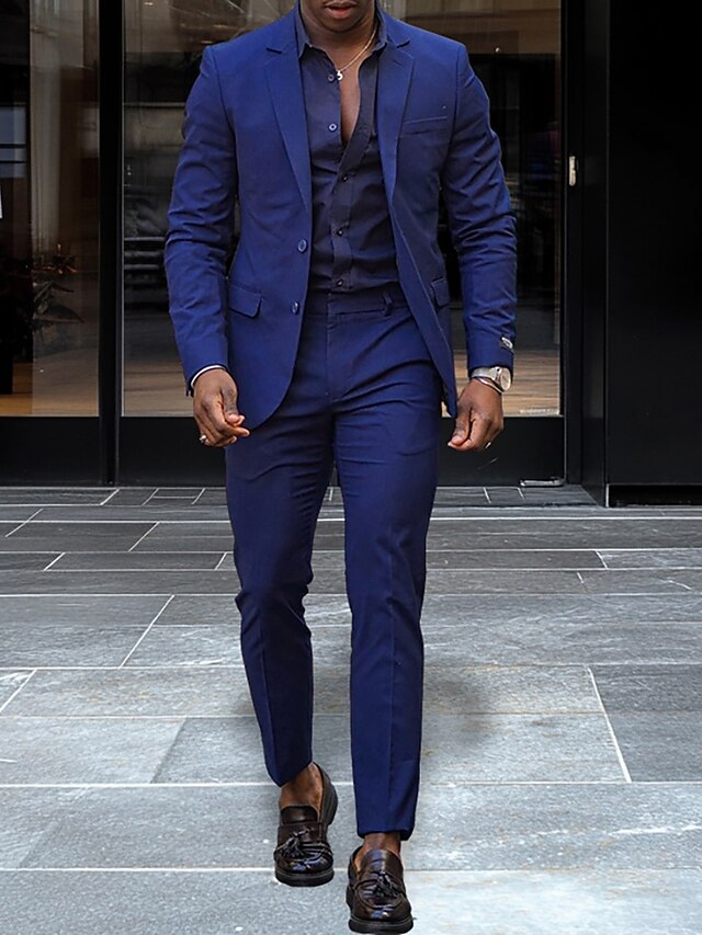 Men's summer business Dress Suits for Men with shorts pants set (sport coat Looking) Royal Blue main image 1