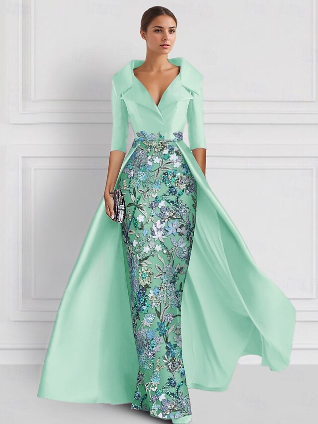Gr n Besticktes Floral A Linie Abendkleid Elegantes Kleid Formelle gr-n-besticktes-floral-a-linie-abendkleid-elegantes-kleid-formelle