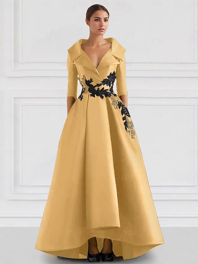 Elegant A-Line Long Sleeves Evening Dress Black Simple Square Collar Party Gowns For Women Y4557