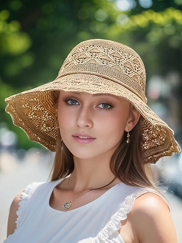  virkad bohemisk solhatt för kvinnor med 3d blomdekor - vikbar, lätt och andas, perfekt för sommar, strand och utomhusaktiviteter