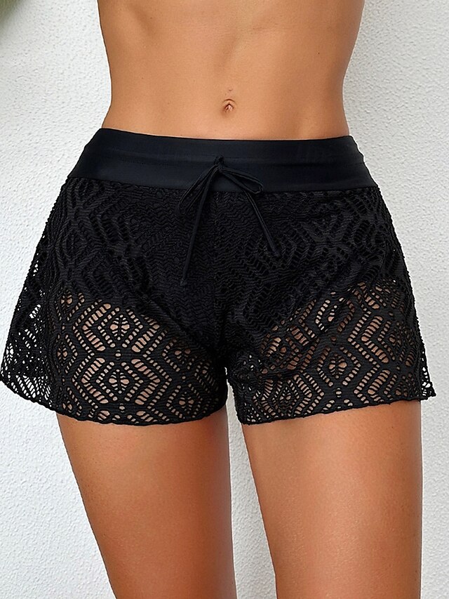  Femme Maillots de Bain Caleçon extensible Maillot de bain Maille Taille haute Vacances Tenues de plage Couleur unie Sans Manches Maillots de bain