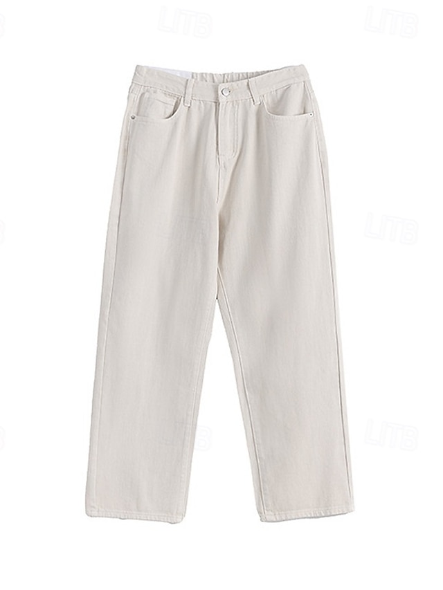  Herre Chino bukser Knapper Lomme Rett ben Helfarge Full lengde utendørs Feriereise Avslappet Elegant Ferie Lys kaki Svart Mikroelastisk