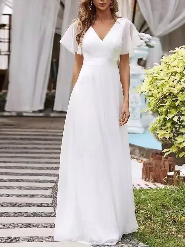 Robes de demoiselle d'honneur courtes élégantes mousseline plissée trapèze