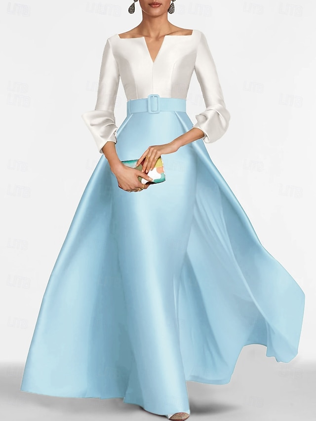 Regency Formal Dresses Strapless Sheath/Column Pleats Stretch Satin Formal Dress With Slit