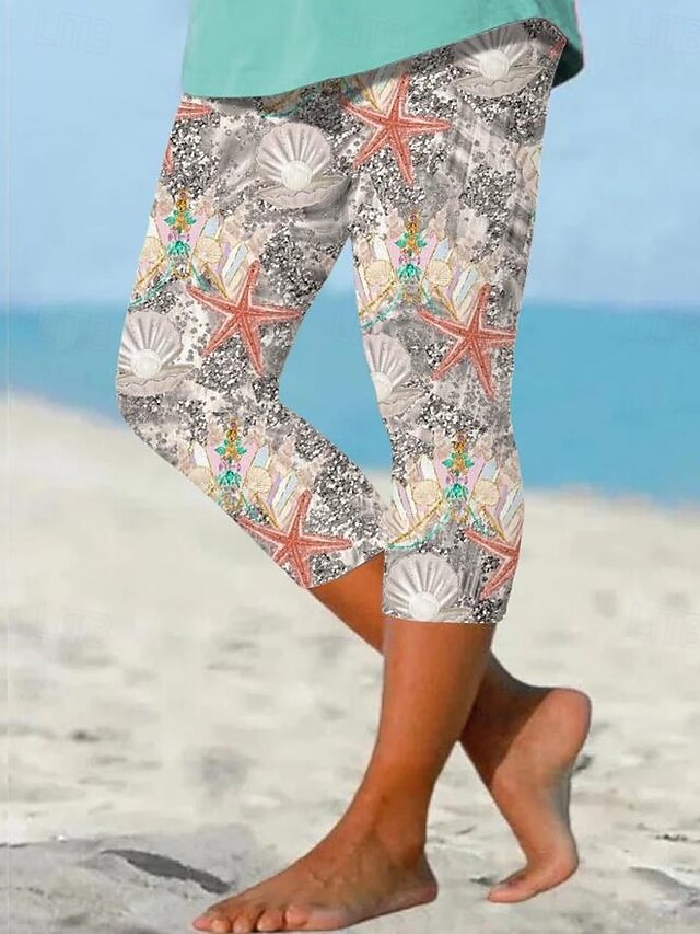 Women's Leggings Capri Pants High Elasticity Fashion Streetwear Full Length High Waist Floral Printing Thermal Warm Breathable Soft  Outdoor Daily Buff Summer Spring Regular Fit4