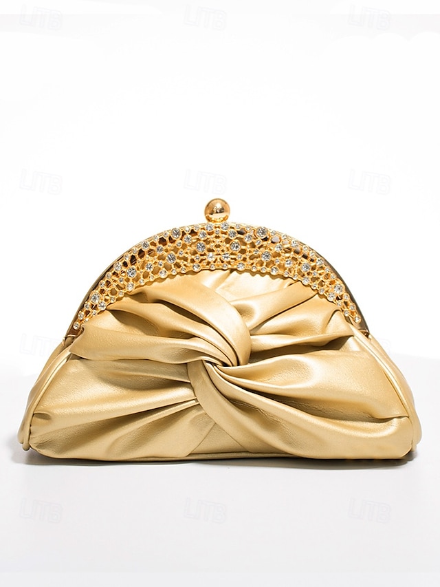  pochette da sera in similpelle da donna – borsa con nodo vintage decorato con strass per matrimoni, feste ed eventi formali colore argento nero bianco