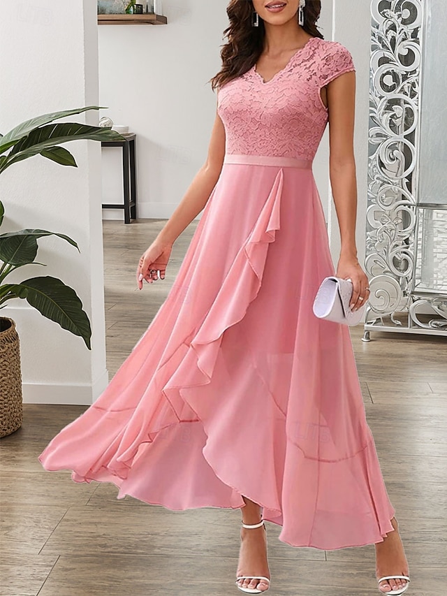  Sukienka na graduacje dla kobiet Sukienka maxi Jednolity kolor Sukienka balowa Sukienka w kształcie litery A Sukienka Fit and Flare Elegancka Formalna Półformalna Gość na wakacje Zaręczyny Przyjęcie