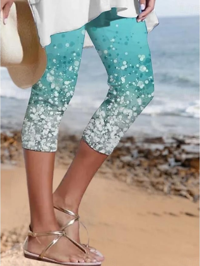  Pantaloni Leggings Capri Donna Alta Elasticità Moda Streetwear Lunghezza Completa Vita Media Stampa Floreale Termico Caldo Traspirante Morbido Outdoor Quotidiano Nero Blu Blu Cielo Estate Primavera
