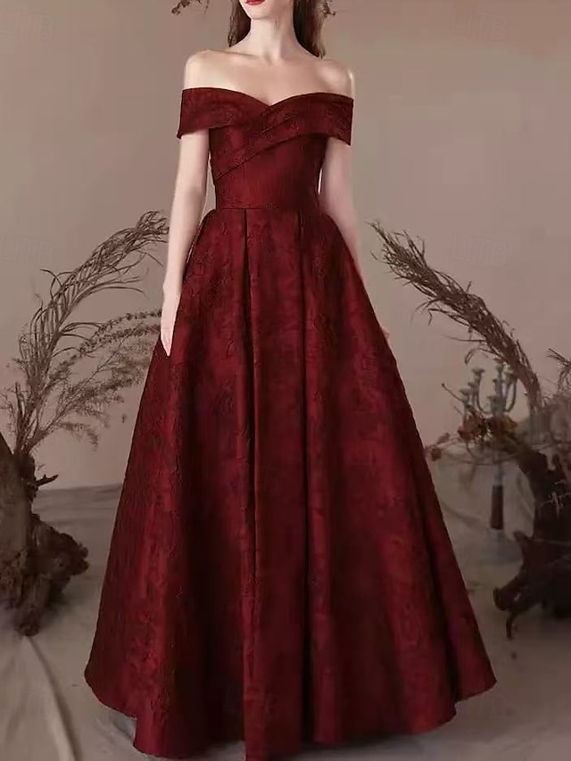  Robes de bal en A robe vintage bal gala cravate noire longueur complète manches courtes épaules dénudées poches polyester sans dos avec imprimé floral robe invitée de mariage