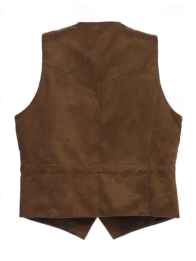 Gilet En Daim Pour Homme - Style Western Vintage Sans Manches - Idéal Carnaval, Look Hippie Ou Décontracté