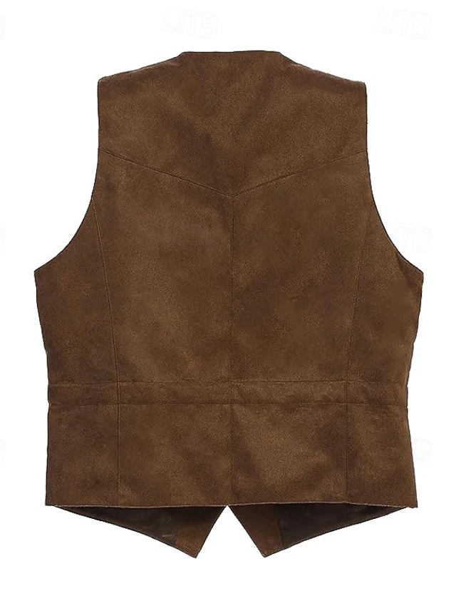 Gilet En Daim Pour Homme - Style Western Vintage Sans Manches - Idéal Carnaval, Look Hippie Ou Décontracté