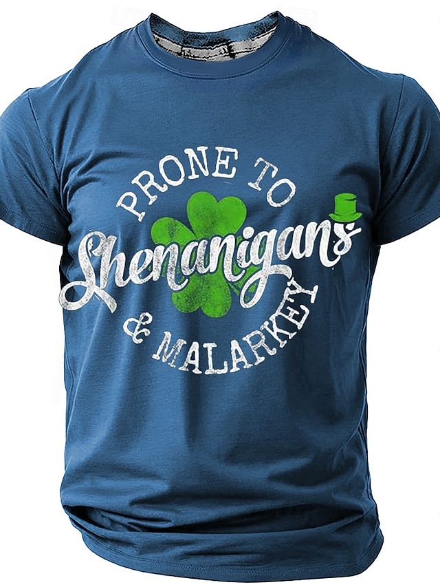  Sf. Patrick Bărbați trifoi alb Irlandez norocos Tricou Manșon scurt Tricou Tipărire 3D Stil Nautic Cămașă Designer Casual Petrecere Concediu Club Albastru piscină Trifoi Verde Militar Vară Primăvară
