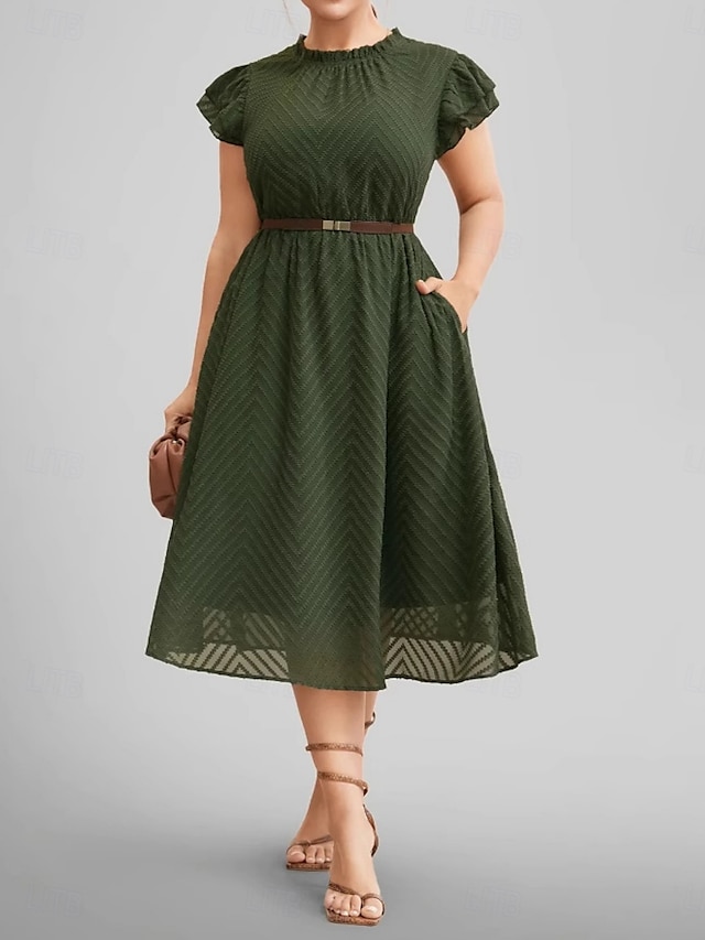  Femme Robe mi-longue Robe casual Robe Trapèze basique Décontractées Vacances du quotidien Standard Plein Manche Courte Col Ras du Cou Vert Véronèse Eté