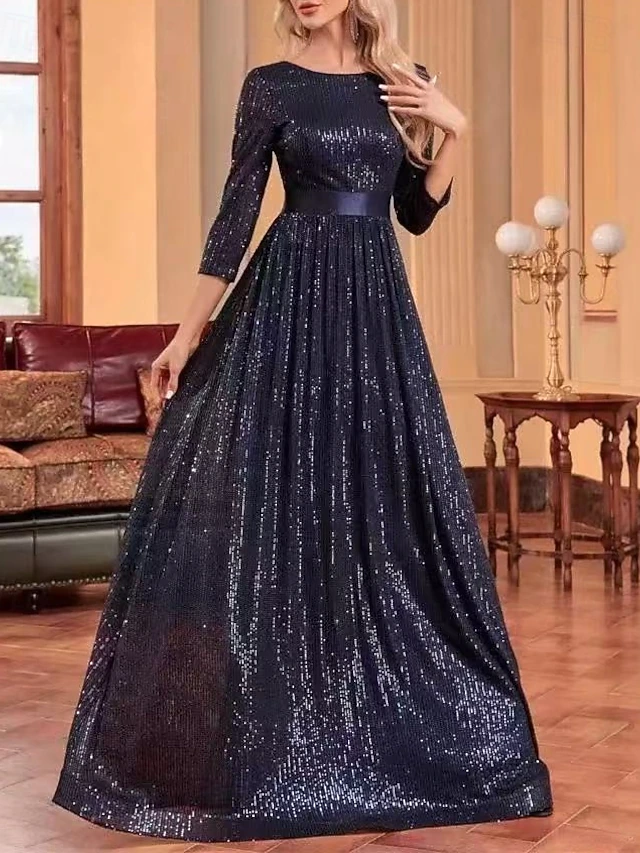 Robe de mariage Invitée A-Line Robe de fête Prom Gala cravate noire ...