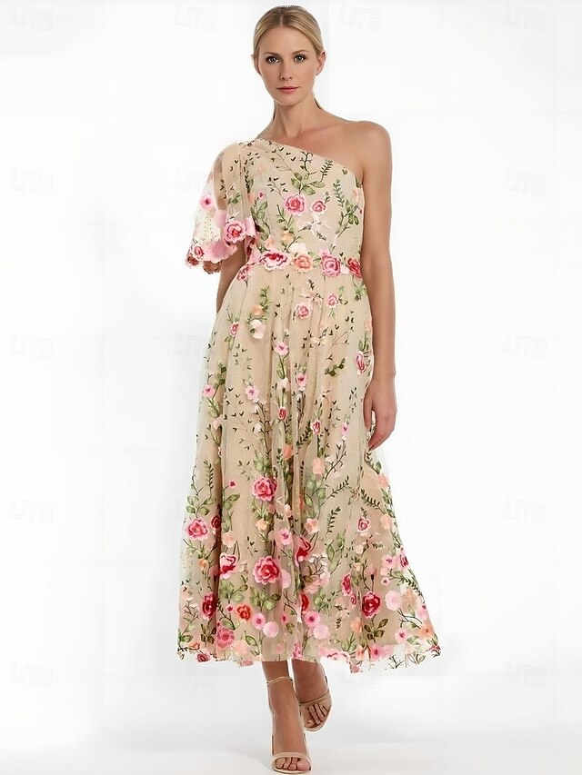 A-Line Floral Sequin Short Sleeves Mother of the Bride & Groom Dresses