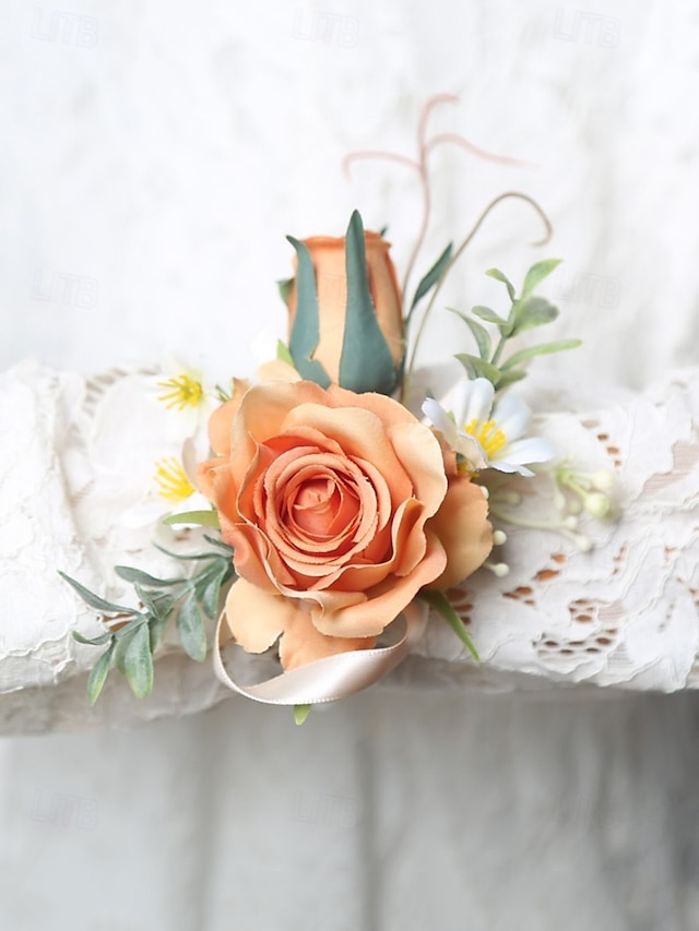  butoniera de nunta si corsajul de la incheietura mainii – accesorii florale elegante de trandafiri artificiali pentru mire, miri, domnisoare de onoare si evenimente speciale