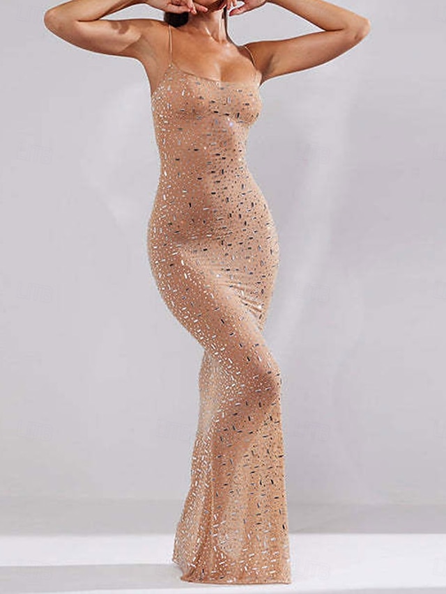  Rochie Maxi Femei Rochie Uni Rochie Bandaj Rochie Bodycon Rochie Off The Shoulder Rochie Formală Ajustare Formală Normală Grafic Fără Mâneci Bretele Maro Închis Negru Khaki Vară