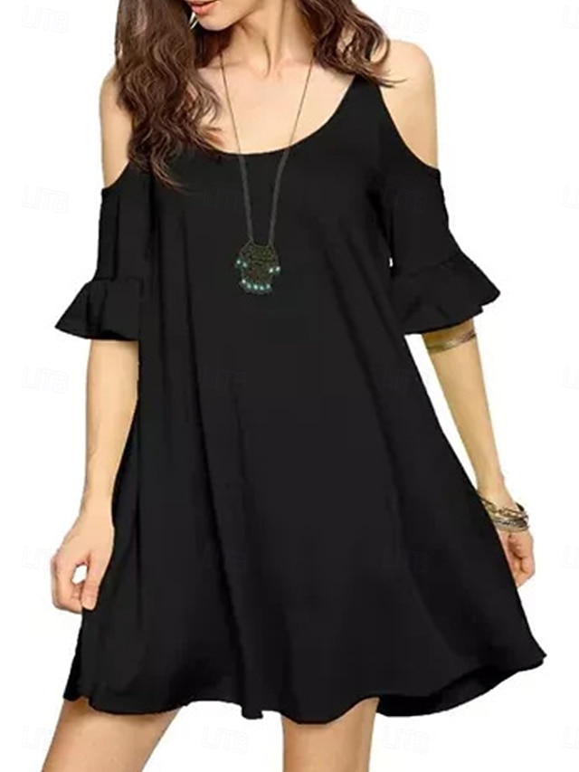 Robe,Robe de plage à volants pour femmes, Vintage, épaules dénudées