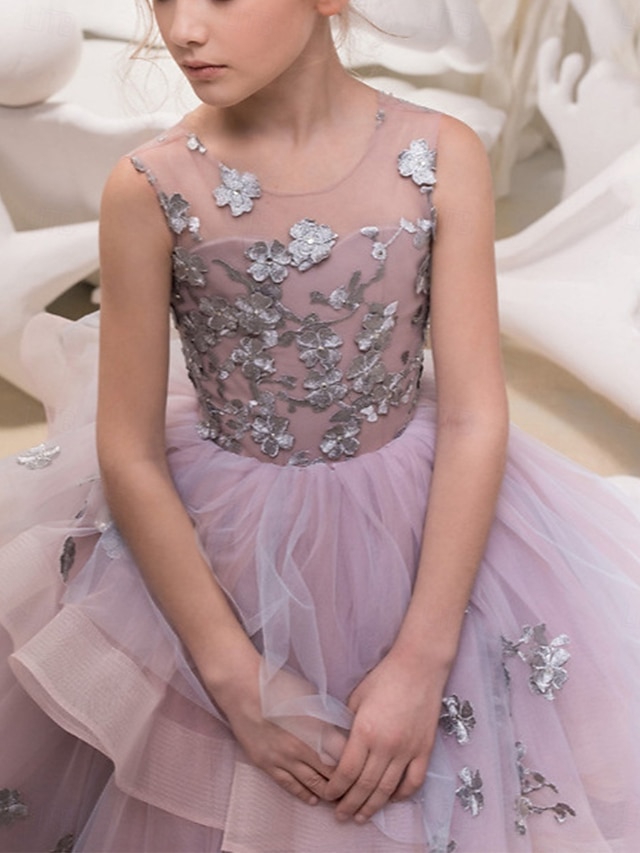  Robe de bal courte  mini Robe de demoiselle d'honneur Robe de mariage Fête Filles Robe de bal mignonne Tulle avec broderie Plage Taille 3-16 ans