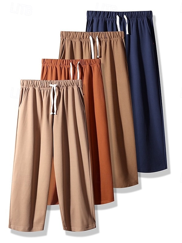  Mulheres chinês Moda Básico Capris Cintura Média Tecido Bolsos Com Cordão Conforto Exterior Sem Elasticidade Férias Rua Diário Castanho Avermelhado Marron Escuro Azul Marinho Escuro cáqui Verão