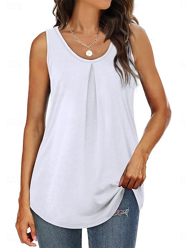  Top de damă fără mâneci de tip camisola de culoare solidă elegant casual fără mâneci gât în U tops obișnuite zilnic alb roz verde vară primăvară