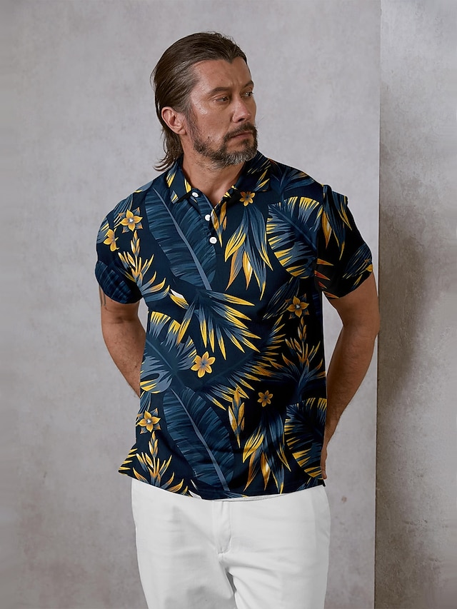  Homme T-shirt POLO Jaune Manche Courte Top Tenue de golf Vêtements Tenues Porter des vêtements