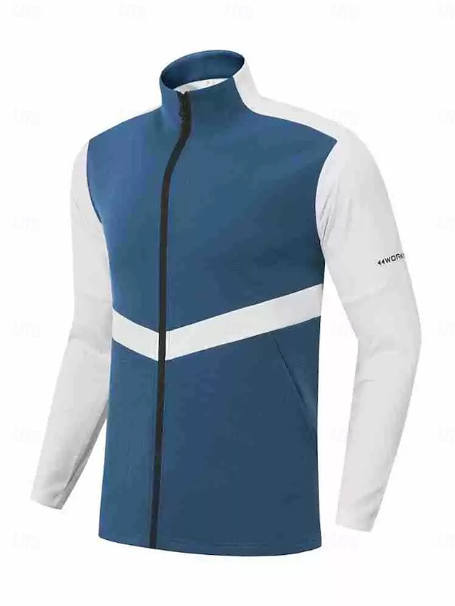  Herr Golfjackor Vit Blå Långärmad Ytterkläder Överdelar Golfkläder Kläder Outfits Bär kläder