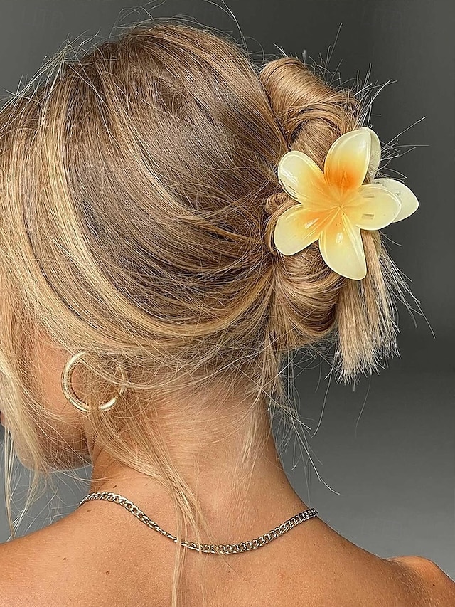  6 stuks Hawaiiaanse plumeria bloemen haarspeldjes – tropische hars haaraccessoires voor vrouwen en meisjes, strandbruiloft, luau-feest en zomervakantie-styling
