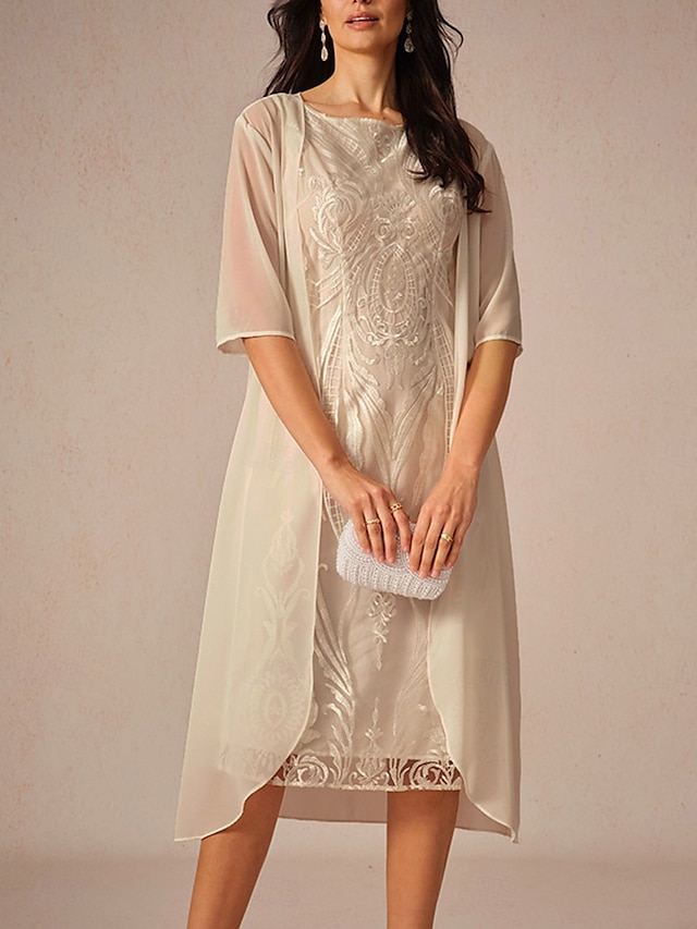  dam chiffong cover-up jacka enfärgad elegant elegant halvärm champagne sommar vår