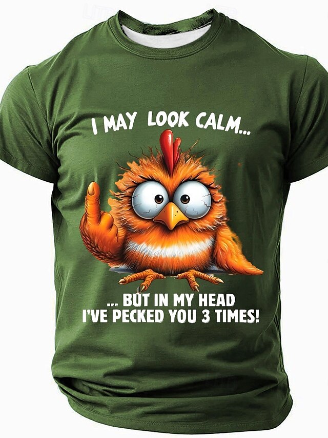  Homme Animal Drôle T-shirt Manche Courte T-shirt Impression 3D Col ras du cou Chemise Mode Exagéré Quotidien Soirée Rue Occasionnel Noir Rouge Bleu Été Printemps Toutes saisons Vêtement Tenue S M L