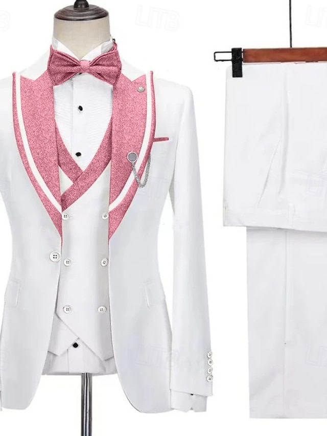  Tuxedos de fête scintillants pour hommes costumes de mariage rose violet mode luxe été couleur unie ajustement standard 3 pièces simple boutonnage un bouton