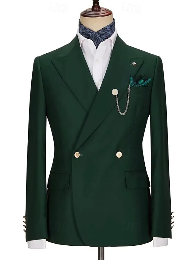  Costumes de mariage pour hommes noir bordeaux mode affaires unis taille standard 2 pièces à double boutonnage