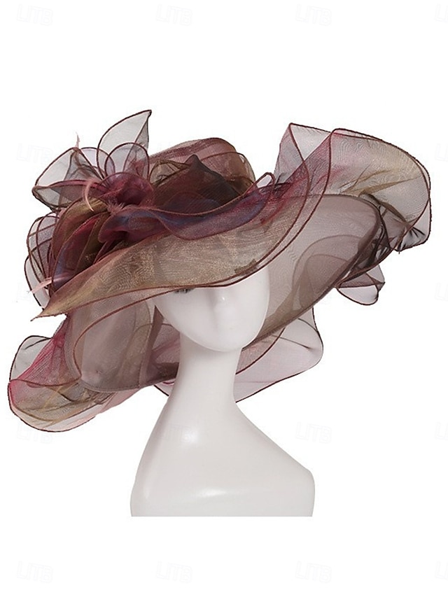  Hüte Tüll Chiffon Bowler  Cloche-Hut Hochzeits elegant Vintage mit floralem Haarschmuck Kopfbedeckung
