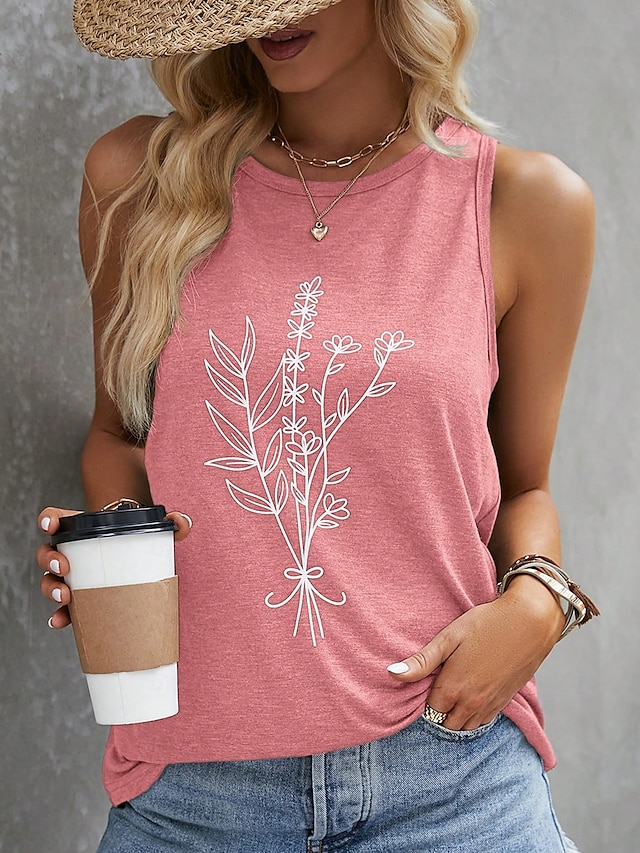  Pentru femei Camisole Tank Top Grafic Scrisă Stilat Casual Fără manșon Stil Nautic Topuri obișnuite Zilnic Imprimeu Alb Roz Îmbujorat Portocaliu Trifoi Vară