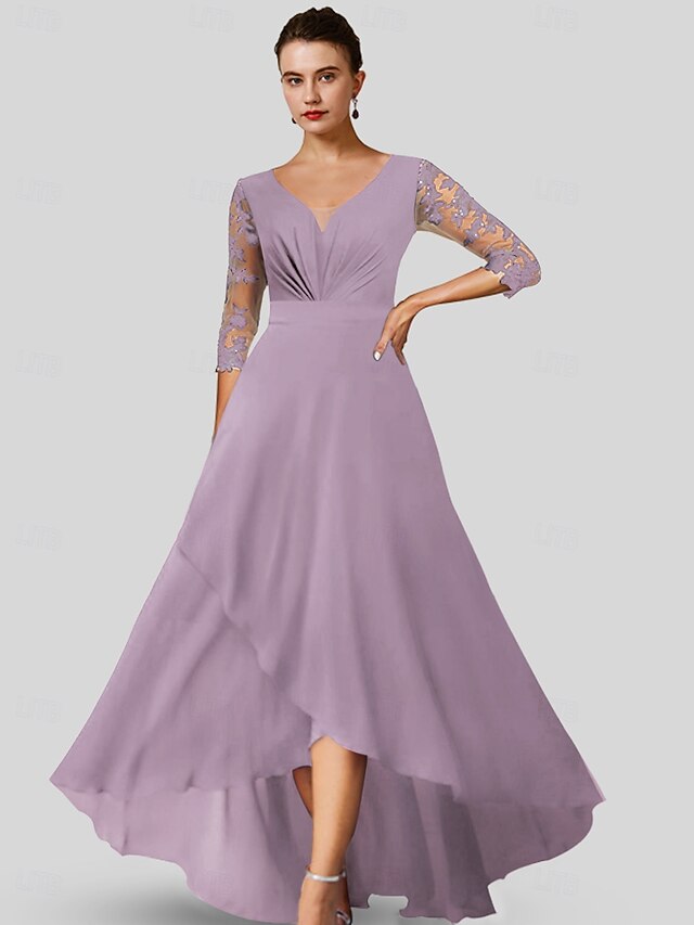 A-Line V Neck High Low Mother of the Bride Dress
